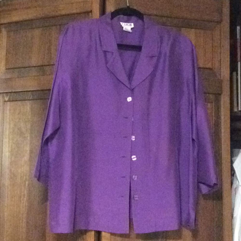 Purple 100% Silk Blouse